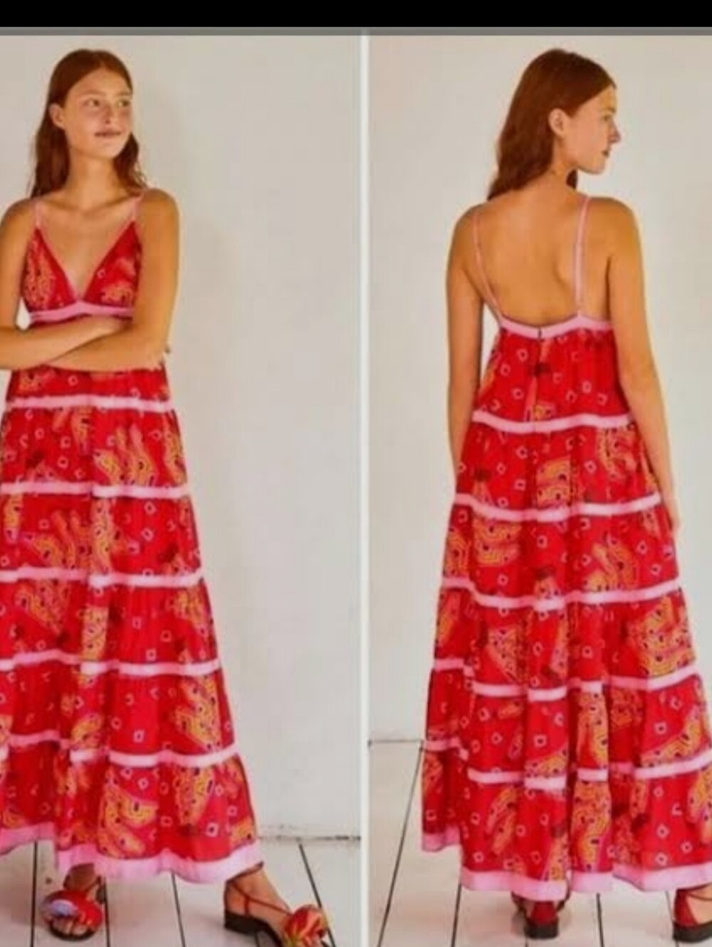 Farm Rio Red Tiki Banana Maxi Dress
